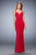La Femme - 22475 Ruched Plunging Evening Gown In Red
