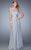 La Femme - 22535 Dazzling Ruched A Line Gown In Silver