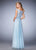 La Femme - 22737 Floral Lace V-neck A-line Dress In Blue