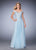 La Femme - 22737 Floral Lace V-neck A-line Dress In Blue