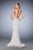 La Femme - 22761 Crystal Embellished Bateau Fitted Gown In Silver