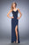 La Femme - 22770 Bandage Style Long Gown with Slit In Blue