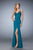 La Femme - 22770 Bandage Style Long Gown with Slit In Green