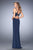 La Femme - 22770 Bandage Style Long Gown with Slit In Blue