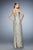 La Femme - 22984 Capsleeve Lace Brocade Evening Gown  In Gold and Blue