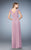 La Femme - Floral Laced Cap Sleeve Gown 23004 in Purple