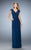 La Femme - 23004 Floral Laced Cap Sleeve Gown In Blue