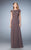 La Femme - 23077 Crisscrossed Bodice A-Line Gown In Brown