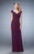 La Femme - Lace Cap Sleeve Weaved Gown 23084 in Purple