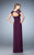 La Femme - Lace Cap Sleeve Weaved Gown 23084 in Purple