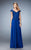 La Femme - Rosette Peplum Chiffon Gown 23085 in Blue