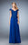 La Femme - 23085 Rosette Peplum Chiffon Gown In Blue