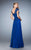 La Femme - 23085 Rosette Peplum Chiffon Gown In Blue