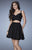 La Femme - 23469 Chiffon V-neck A-line Dress In Black