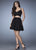 La Femme - 23469 Chiffon V-neck A-line Dress In Black