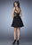 La Femme - 23469 Chiffon V-neck A-line Dress In Black