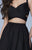 La Femme - 23469 Chiffon V-neck A-line Dress In Black