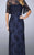 La Femme - 24856 Beaded Lace Gown with Capelet In Blue