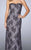 La Femme - 24856 Beaded Lace Gown with Capelet In Gray