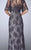 La Femme Beaded Lace Gown with Capelet 24856 - 1 pc Charcoal in Size 10 Available In Gray