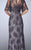 La Femme - 24856 Beaded Lace Gown with Capelet In Gray