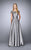 La Femme - 24883 Beaded Mikado Evening Gown In Gray
