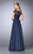 La Femme - 24883 Beaded Mikado Evening Gown In Blue