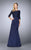La Femme - Off-Shoulder Ruched Mermaid Gown 24926 in Blue