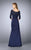La Femme - Off-Shoulder Ruched Mermaid Gown 24926 in Blue