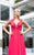 Lara Dresses - 32536 Ruched Plunging Queen Anne Gown In Red