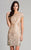 Lara Dresses - 33034 Embellished Short Sleeves Cocktail Dress In Neutral and Multi-Color