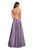 La Femme - 26994 Sexy Strappy Back Satin A-Line Evening Gown In Purple and Gray