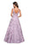 La Femme - 27505 Sleeveless V-Neck Floral Illusion Lace Gown In Purple