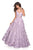 La Femme - 27505 Sleeveless V-Neck Floral Illusion Lace Gown In Purple