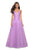 La Femme - 27719 Lace Appliqued Plunging Bodice Sequined Gown In Purple