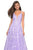 La Femme - 27759 Floral Embroidered Deep V-neck A-line Dress In Purple