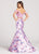 Ellie Wilde - EW118179 Two-Piece Lace Off Shoulder Floral Trumpet Gown In Purple and Floral
