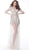 Jovani - 62991 Beaded Long Sleeve A-line Gown In White and Neutral
