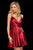 Sherri Hill - 53031 Sleeveless Pleated V Neck Satin Short Dress In Red