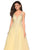 La Femme Gigi - 27688 Illusion Plunging Rhinestone Embellished Gown In Yellow