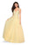 La Femme Gigi - 27688 Illusion Plunging Rhinestone Embellished Gown In Yellow