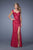 La Femme - 20914 Queen Anne Lace Slit Evening Gown In Red