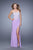 La Femme - 20923 Beaded Lace Sweetheart Slit Evening Gown In Purple