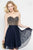 Alyce Paris - Bejeweled Sweetheart A-line Dress in Blue and Gold