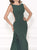 Tarik Ediz - 92674 Embellished Sleek Dress with Long Train In Green