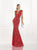 Tarik Ediz - 92794 Cap Sleeve Sheer Lace Evening Gown In Red