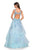 La Femme - 27256 Trailing Floral Lace Tiered Tulle Gown In Blue
