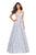 La Femme - 27162 Floral Sweetheart Pleated A-Line Gown  In Blue