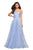 La Femme - 27616 Sleeveless Metallic Chiffon A-Line Prom Dress In Blue