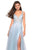 La Femme - 27621 Floral Embroidered A-Line Gown with Slit In Blue